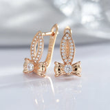 14K Gold Filled Micro Inlay AAA Zircon Diamonds Bow Fashion Clip Handmade Earrings