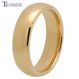 Gold-Color Domed High Polished Finish Tungsten Carbide Men Women Wedding Rings