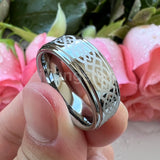 New Stepped Edges Laser Engraved Comfort Fit Men Women Tungsten Wedding Ring