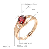 14K Gold Filled Pear Cut Red AAA Zircon Crystals Elegant Party Fine Rings For Women