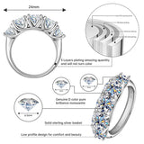 18KGP VVS1 D Colour 3.6CT 5 Moissanite Diamonds S925 Sterling Silver Eternity Ring