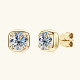 Sparkling 6.5MM 1CT Moissanite Diamonds Silver Square Shape Unisex Stud Earrings