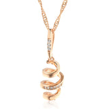 14K Rolled Gold AAA Zircon  Diamonds Geometry Rotate Trend Pendant Necklace for Women