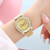 New Fashion Famous Brand Water Resistant Double CZ Diamonds Gold Alloy Strap Quartz Wrist Watches For Women