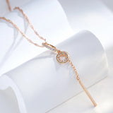 14K Rolled Gold Tassel AAA Zircon Diamonds Hollow Water Wave Chain Pendant Necklace