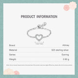 Simple Romantic Hearts AAAA Lab Created Diamond Silver Link Chain Ring
