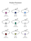 Fashion Silver 12 Month Birthday AAAA Lab Created Diamond Adjustable Chain Rings