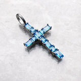 Brand New Pendant Cross with Aquamarine Stones 925 Sterling Silver Fine Jewellery Accessories Romantic Gift For Ladies