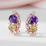 Fabulous 14K Filled Rose Gold Purple AAA Zircon Crystals Drop Earrings For Women Trendy Jewellery