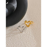 18K Gold Plated Minimalist Stainless Steel Heart Love Hollow Charm Ring