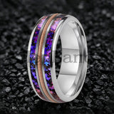 Orion Nebula and Rose Gold Guitar String Inlay Men Women Tungsten Carbide Rings