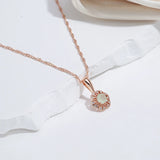 Terrific Lake Green 14K Rolled Rose Gold AAA Zircon Crystals Pendant Necklace For Women - Fine Jewellery