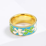 New Fresh Green Handmade Enamel Irregular Pattern Womens Ring Party Jewellery
