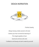 Luxury Sparkling Princess Cut Yellow AAAA Lab Created Diamond Silver Fine Ring