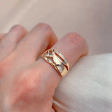 Outstanding 14K Rolled Rose Gold Glossy New Fashion Geometry AAA Zircon Diamonds Ring - Fine Wedding Jewellery