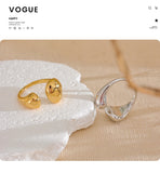 18K Gold Plated Stainless Steel High Quality Minimalist Smooth Fashion Adjustable Ring
