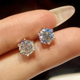 925 Sterling Sliver High-end Crown Moissanite Diamond Heart Screw Stud Earrings For Women