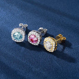 S925 Silver Platinum And Gold Plating Moissanite Stud Earrings Women Fine Jewellery