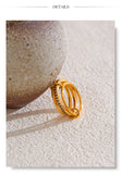 18K Gold Plated New Stainless Steel AAA Cubic Zirconia Layered Round Stackable Ring