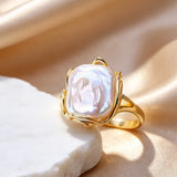 Selection Jewellery Pieces of Real Big Baroque Pearl Silver Gold Colour Rings