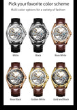 Luxury Brand New Fashion Original Skeleton Leather Strap Automatic Mechanical Wrist Watches for Men