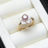 Elegant Flower Design Multicolour Freshwater Pearl 925 Silver Adjustable Ring