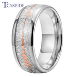 Arrow And White Meteorite Inlay 8MM Multicolor Tungsten Wedding Men Women Rings