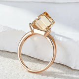 14 Karat Filled Gold Unique Light Brown Cube AAA Zircon Crystal Fashion Rings For Women