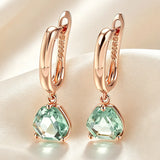 14 Karat Rolled Gold Unique Green AAA Zircon Crystals Fashion Drop Earrings Fine Jewellery