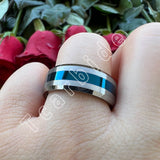 Beveled Brushed Polished Finish 8mm Men Women Two Tone Tungsten Wedding Rings