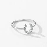 Fashion U Shape Hollow out Hoop AAAA Lab Created Diamond 925 Silver Ring