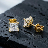 Fabulous 0.5-2 Carats Princess Cut Moissanite Diamonds Silver Stud Earrings