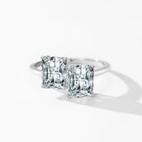 Luxury Silver Classic Setting Shining Princess Cut AAAA Lab Created Diamonds Ring