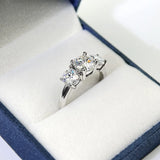 3 Stone 2/4 Carat VVS1 D Colour Moissanite Diamonds Silver Engagement Wedding Ring