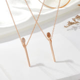 Charming Matchstick 14K Filled Rose Gold AAA White or Red Zircon Full Paved Luxury Party Jewellery Necklace