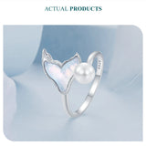 Unique Sterling Silver Rainbow Crystal Mermaid Fishtail Pearl Statement Ring