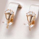 14 Karat Gold Filled Shiny AAA Zircon Diamonds Flower Cute Earrings Vintage Jewellery