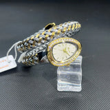 Luxury Lab Diamond Inlaid Gold Snake Braided Bangle Bracelet Ladies Watch