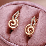 14K Gold Filled AAA Zircon Diamonds Spiral Conch Dangle Earrings