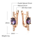 14K Rolled Gold Shiny Purple AAA Zircon Diamonds Drop Earrings For Women Fine Jewellery