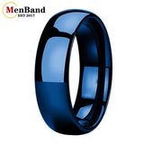 High Polished Dome 6mm 8mm Blue/Black/Gunmetal Men Women Tungsten Carbide Rings