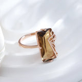 14K Gold Filled Light Brown AAA Zircon Crystal Big Square Ring High Quality Jewellery