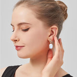 Moon Shape Baroque White Pink Pearls AAA Zircon Diamonds Silver Earrings