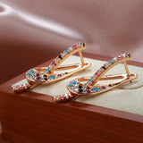 14 Karat Rolled Gold Full Colourful AAA Zircon Crystals  Glossy Dangle Earrings for Women