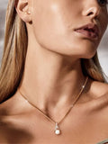 14K Rolled Gold Elegant White Pearl AAA Zircon Diamonds Unique Pendant And Necklace