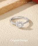 Excellent VVS1 D Colour Moissanite Luxury Halo Sterling Silver Sparkling Rings