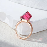 14 Karat Gold Filled Red Cube AAA Zircon Crystal Luxury Fashion Rings For Women