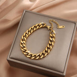 316L Stainless Steel Fashion Link Chain Bangle Charm Bracelets for Women - Exquisite Gold Colour Jewellery - The Jewellery Supermarket