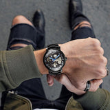 New Luxury Brand Black Skeleton Mechanical Luminous Pointers Busienss Automatic Stainless Steel Watches - The Jewellery Supermarket