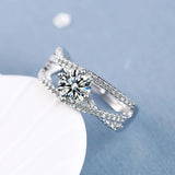 Petite Twisted Vine Design Real 1ct Moissanite Diamonds Rings White Gold Plated Silver Engagement Wedding Jewellery